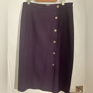 Brettons Wool Skirt (Size 14 fits 8–10) – Deep Purple with Ornate Buttons